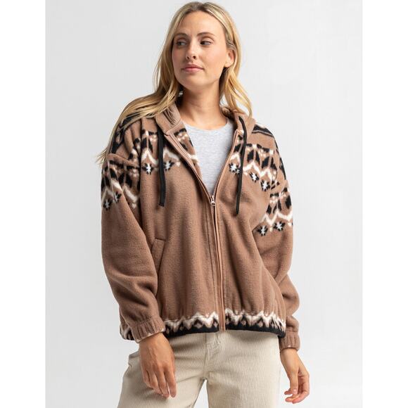 O'neill Lynwood Super Fleece Light Brown Full Zip Hoodie | Women's XS - Picture 2 of 16